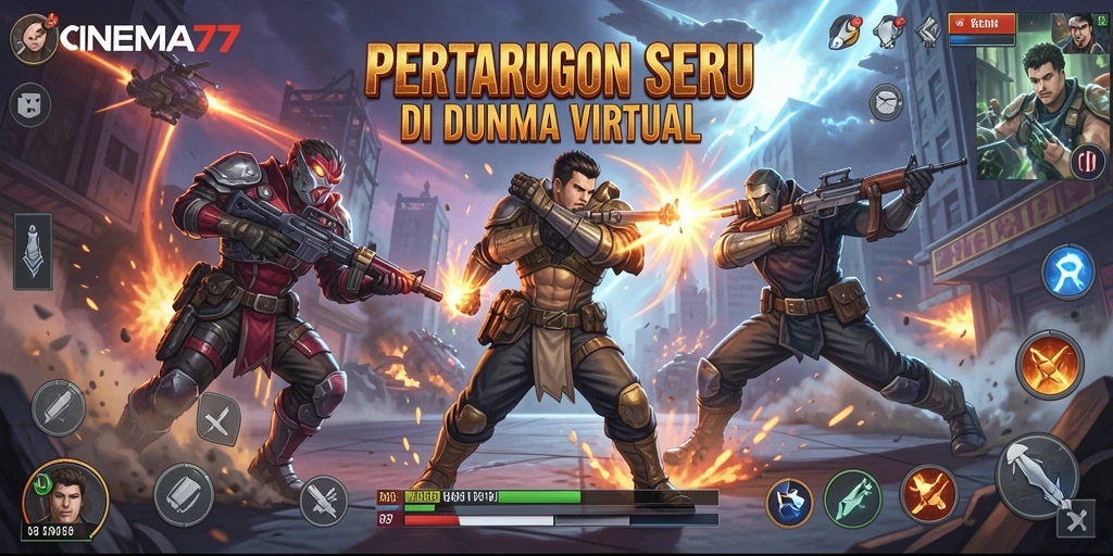 Tampilan seru gameplay pertarungan di CINEMA77 yang mendebarkan.