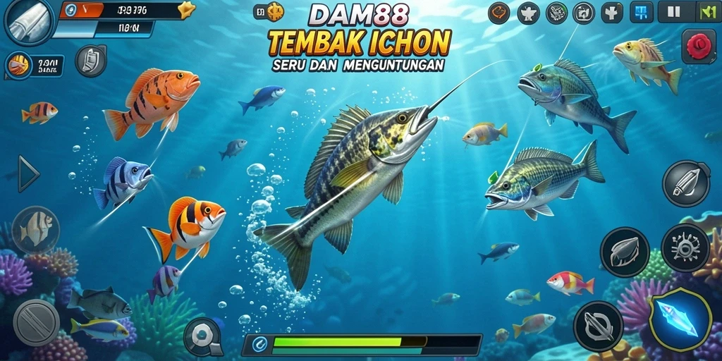 Tampilan gameplay menembak ikan yang seru dan memikat.