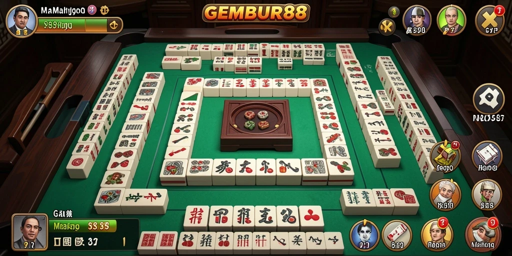 Screenshot utama GEMBUR88 menampilkan gameplay Mahjong yang mendebarkan.