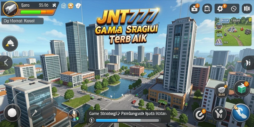 Tampilan gameplay menarik dari JNT777 yang menunjukkan pembangunan kota.