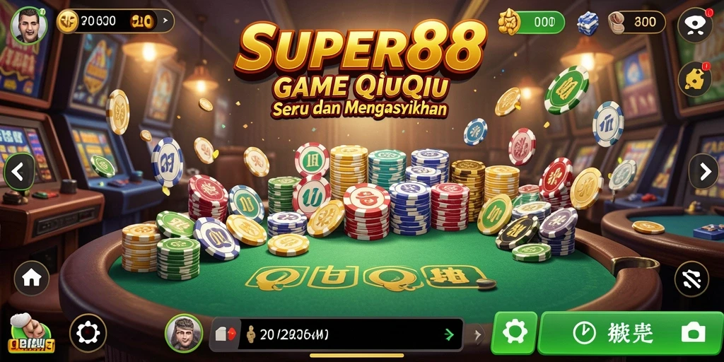 Screenshot dari gameplay QiuQiu yang intens dan menegangkan di SUPER88.