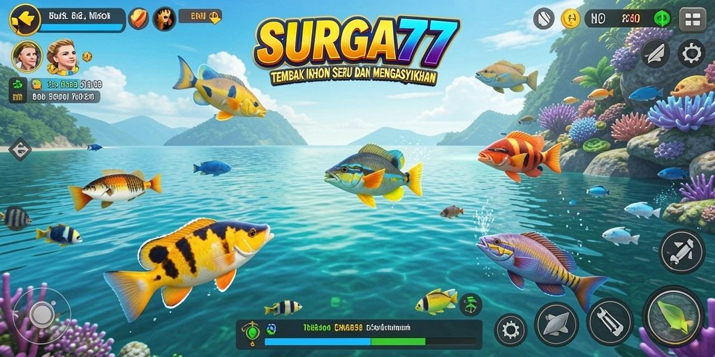 Tampilan gameplay seru dalam permainan Tembak Ikan SURGA77.